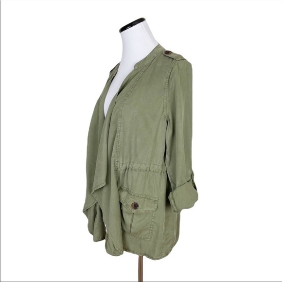 NWT Knox Rose Draped Cargo Jacket Top Lightweight Pockets Green Size Small - Picture 6 of 10
